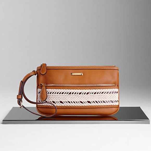 Burberry Handbags - Burberry Calf Leather Woven Rope Fuller Wristlet